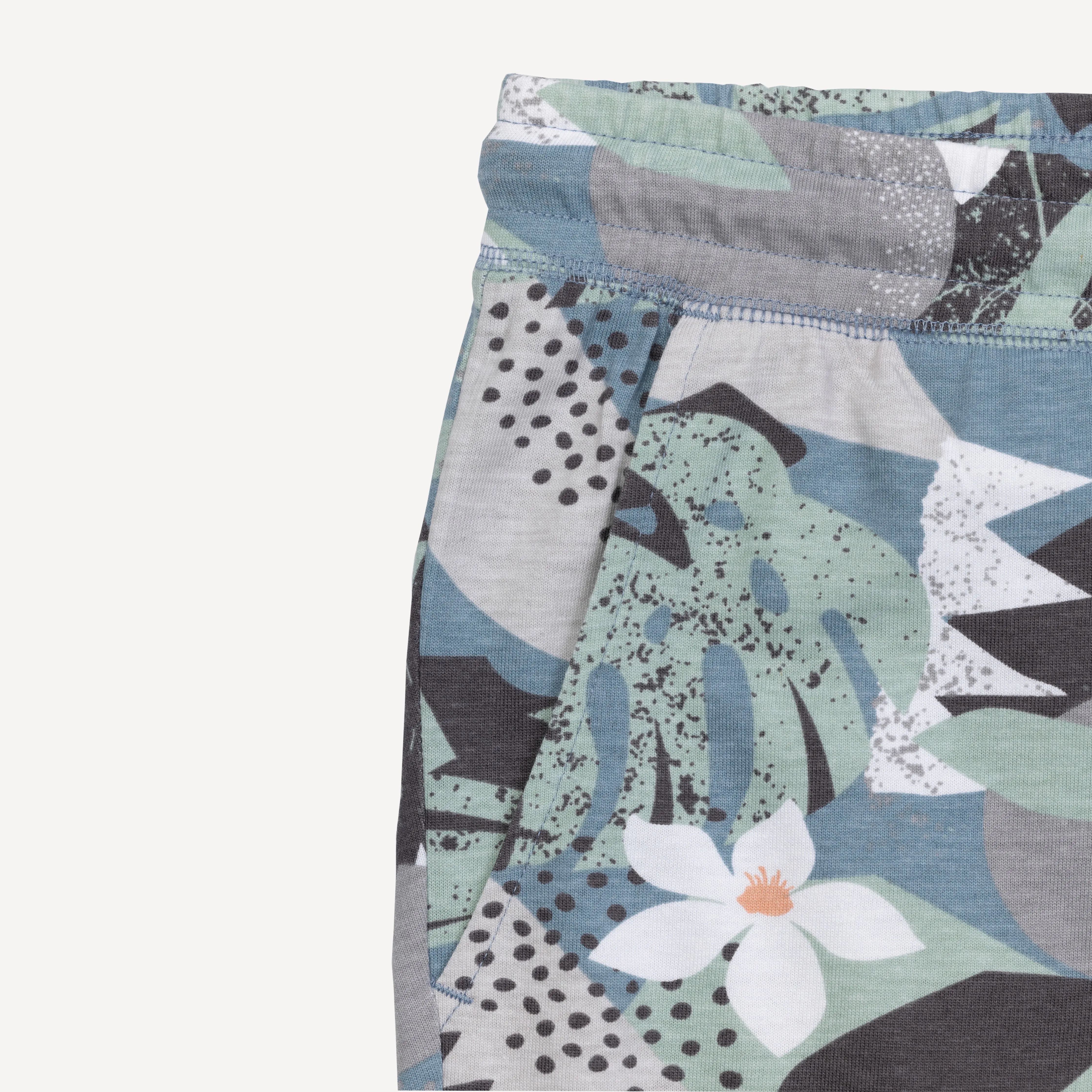 Mens Knit Camp Shirt and Short Set - Citadel / Flower