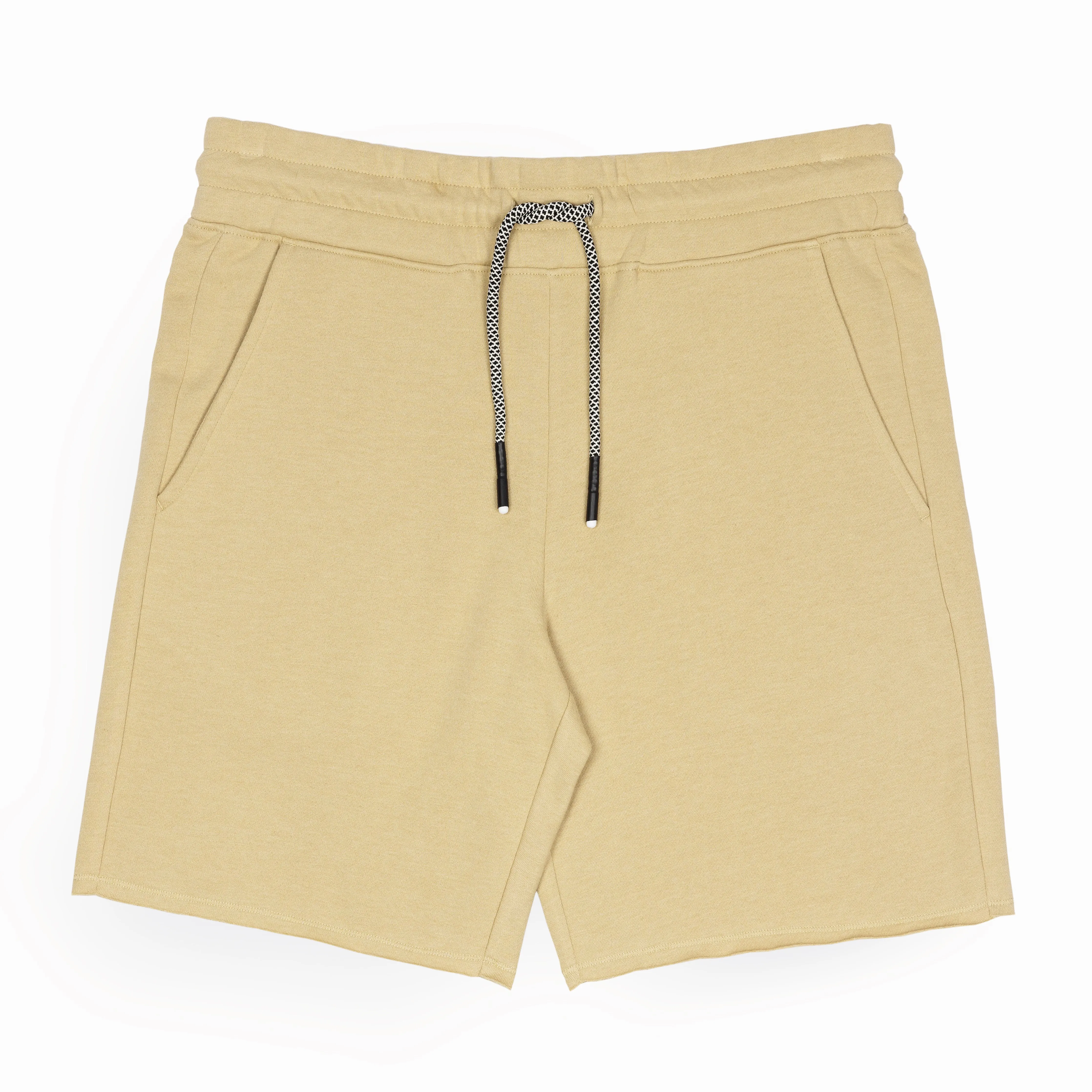 Mens Raw Edge Fleece Shorts 5.5 inch Inseam - Pale Khaki