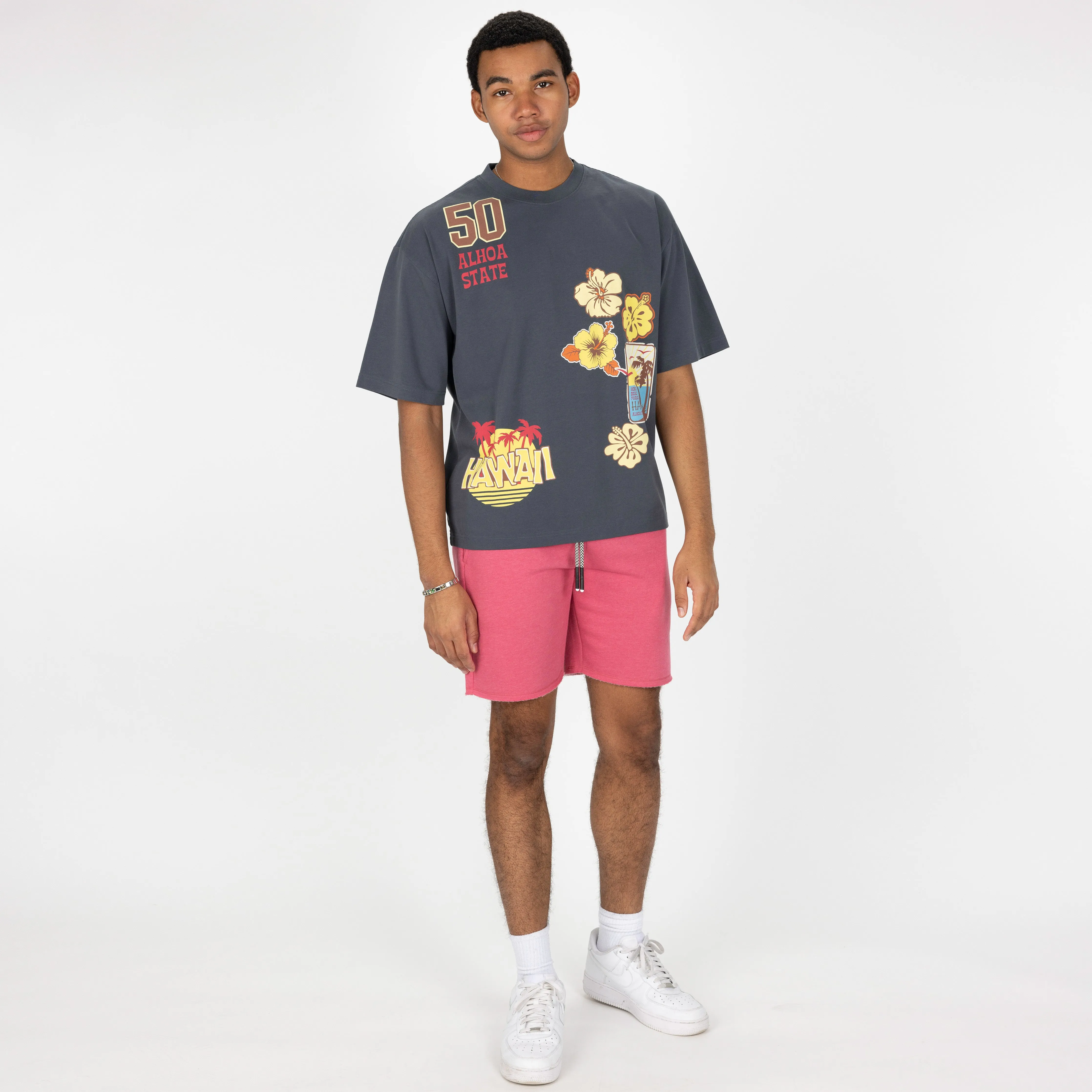 Mens Raw Edge Fleece Shorts - Sugar Coral