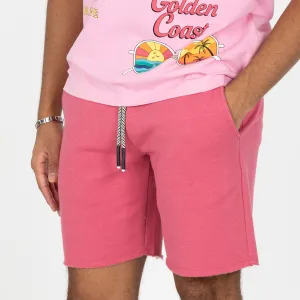 Mens Raw Edge Fleece Shorts - Sugar Coral