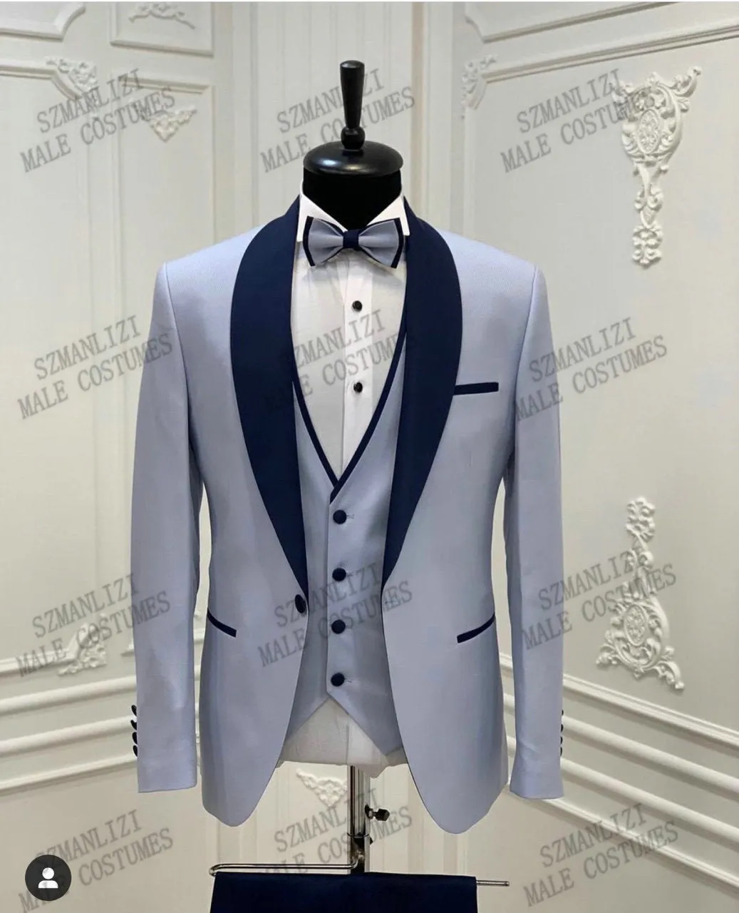 Men's Suit Formal Business Slim Fit 3-Pieces Light Grey Blazers Black Vest Pant Men's Tuxedo Wedding Men Suits Groom Suit