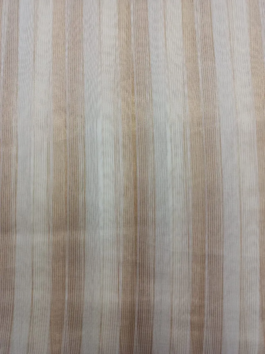 Mercerized Handloom Pure Silk Chanderi Striped Fabric