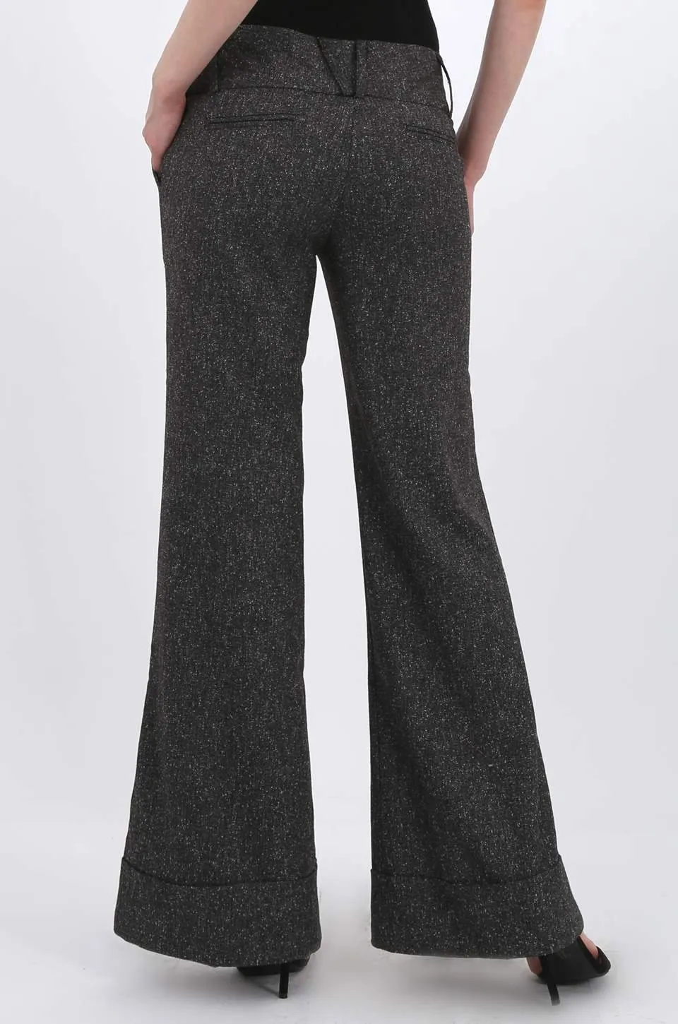 MISS PINKI Ayla tailored vintage cuffed work pants in Charcoal