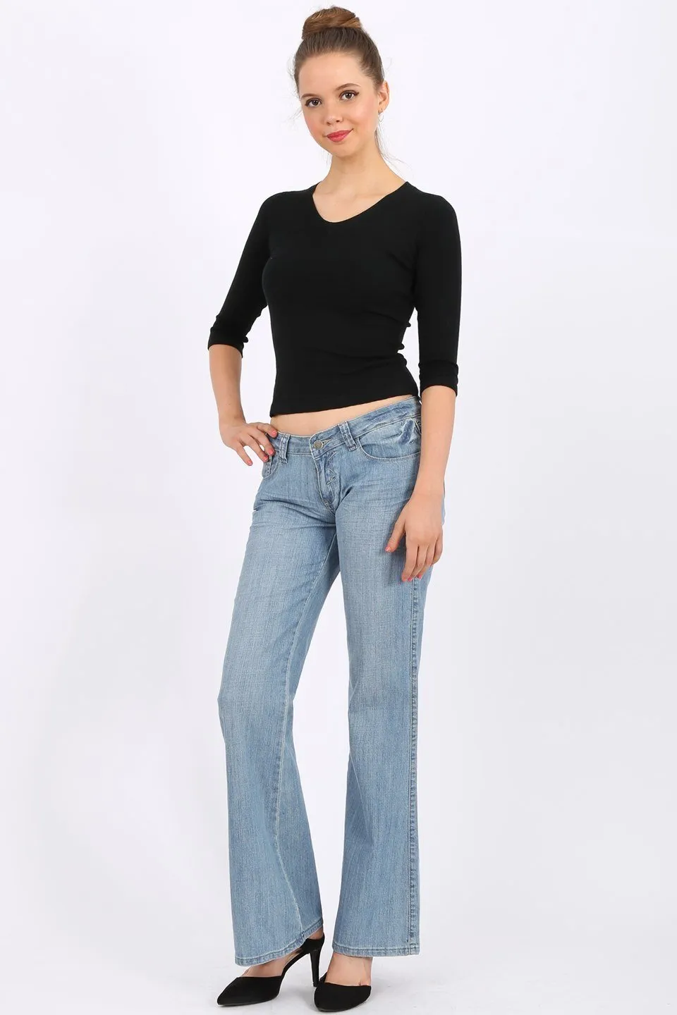MISS PINKI Lily Wide leg jeans in light blue