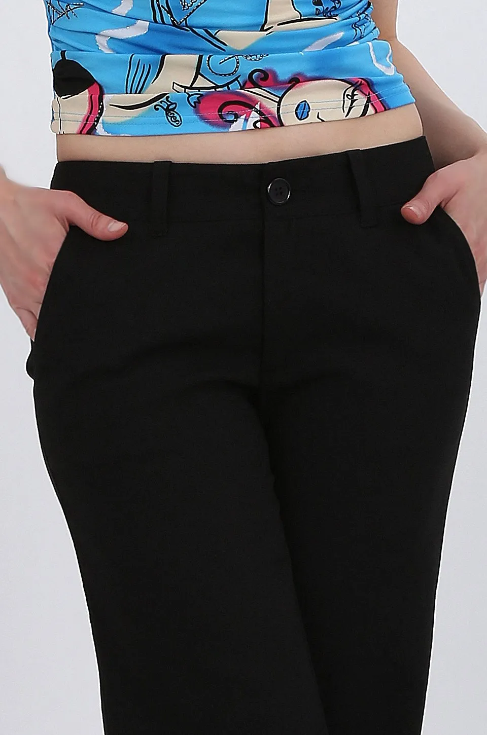 MISS PINKI Millie tailored cuffed work pants in Black