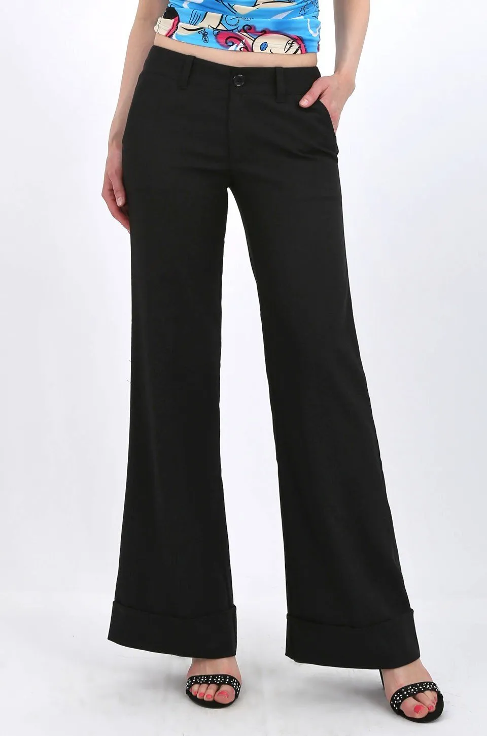 MISS PINKI Millie tailored cuffed work pants in Black