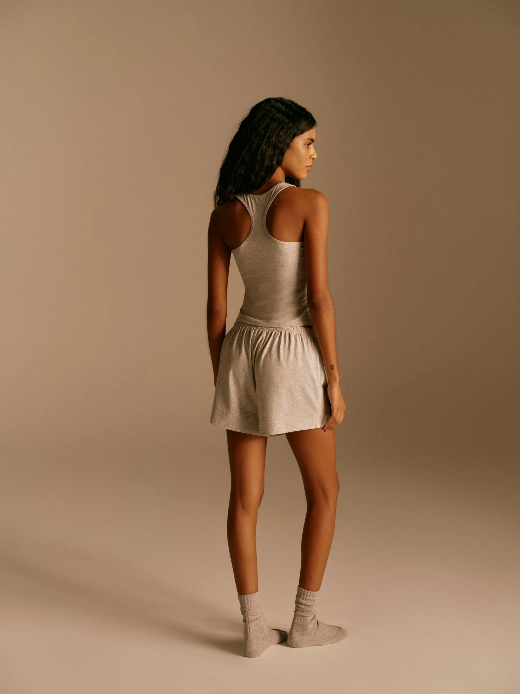 Modal Racer Vest - Light Grey Melange
