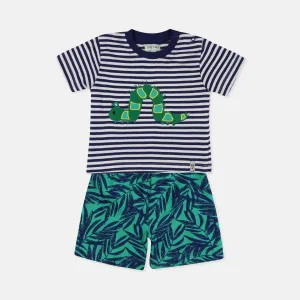Multicoloured Caterpillar Print Top and Short Set