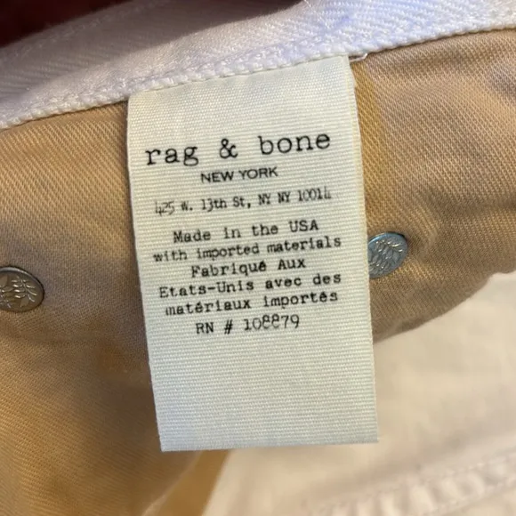 NEW! rag &amp; bone REBEL Bright White Boyfriend Shorts Distressed Denim Jean Sz 27