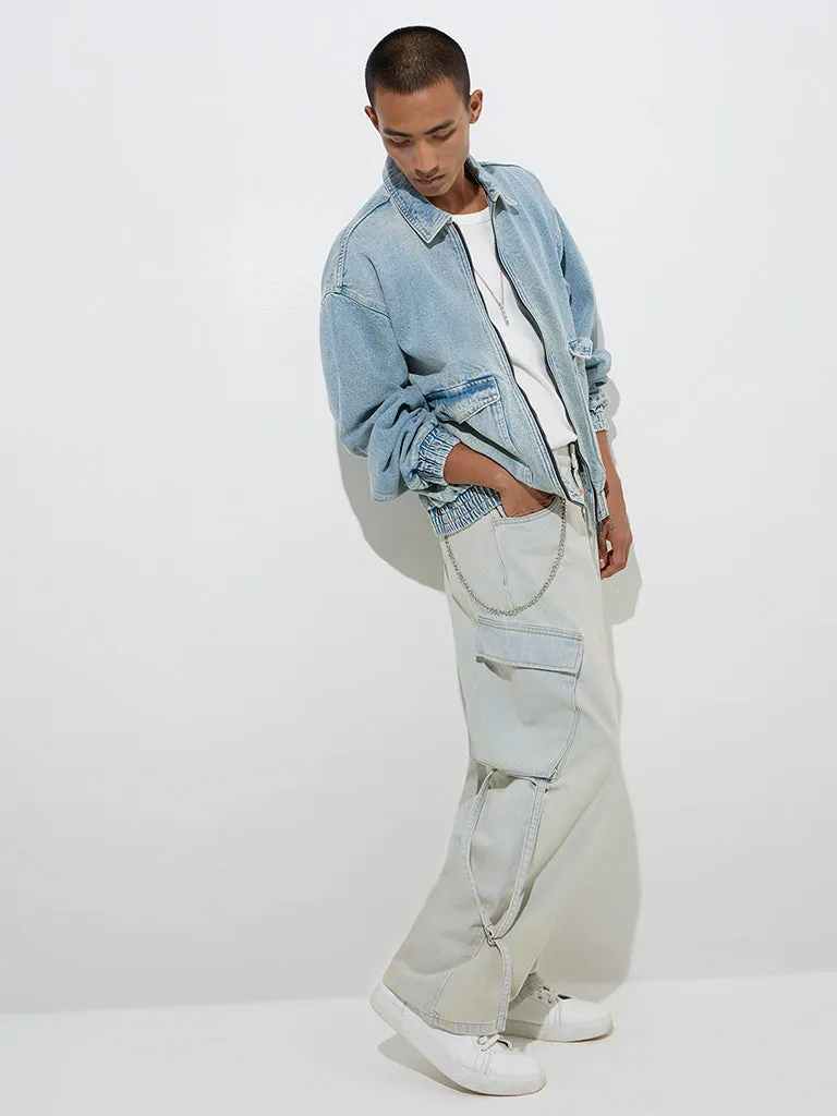 Nuon Light Blue Relaxed-Fit Denim Jacket