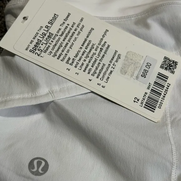 NWT Lululemon Speed Up Short *2.5&quot; White Size 12