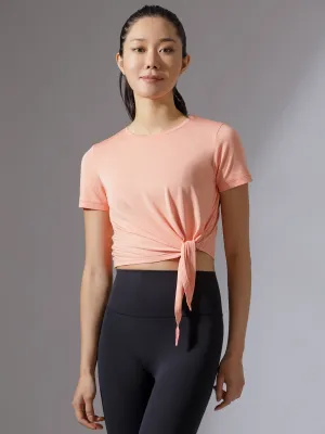 OFF TO THE SIDE SHORT SLEEVE TEE, PEACH