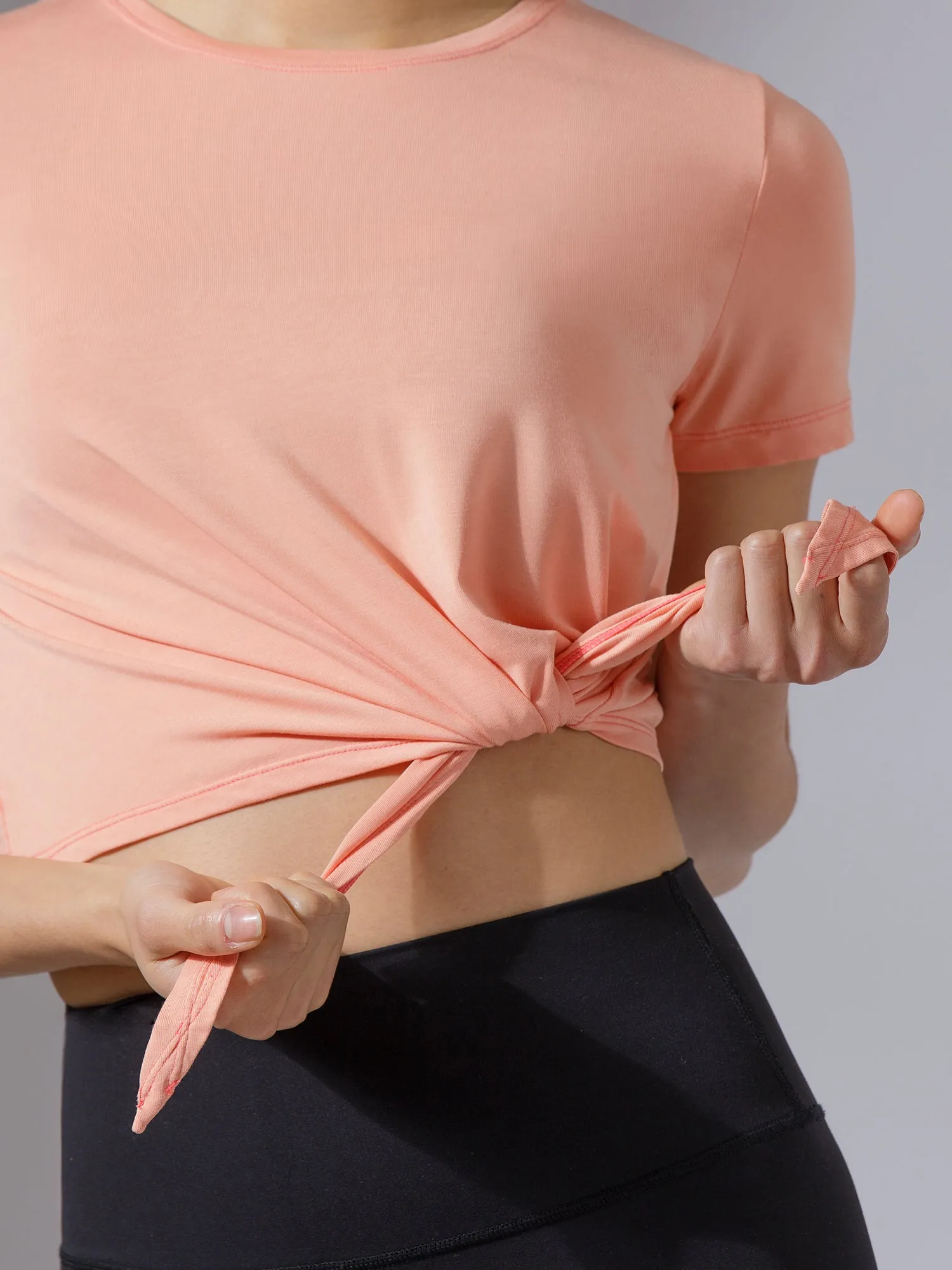 OFF TO THE SIDE SHORT SLEEVE TEE, PEACH