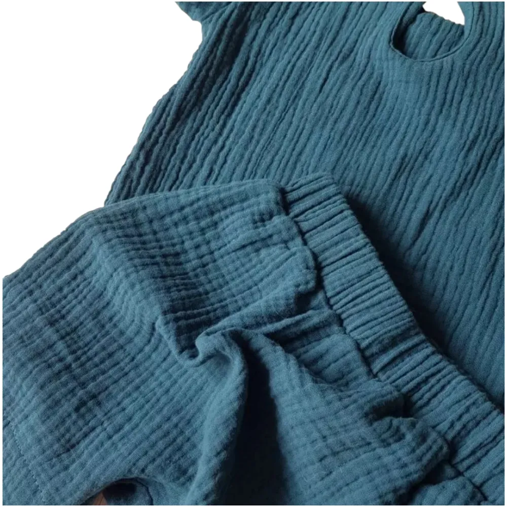 Organic Cotton Baby Set - Short and Top - Dark Blue