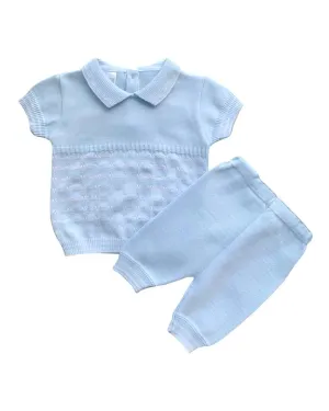Pale Blue Knitted Short Set
