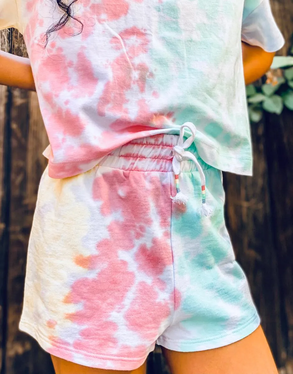 Paper Flower Multi-Color Tie Dye Short