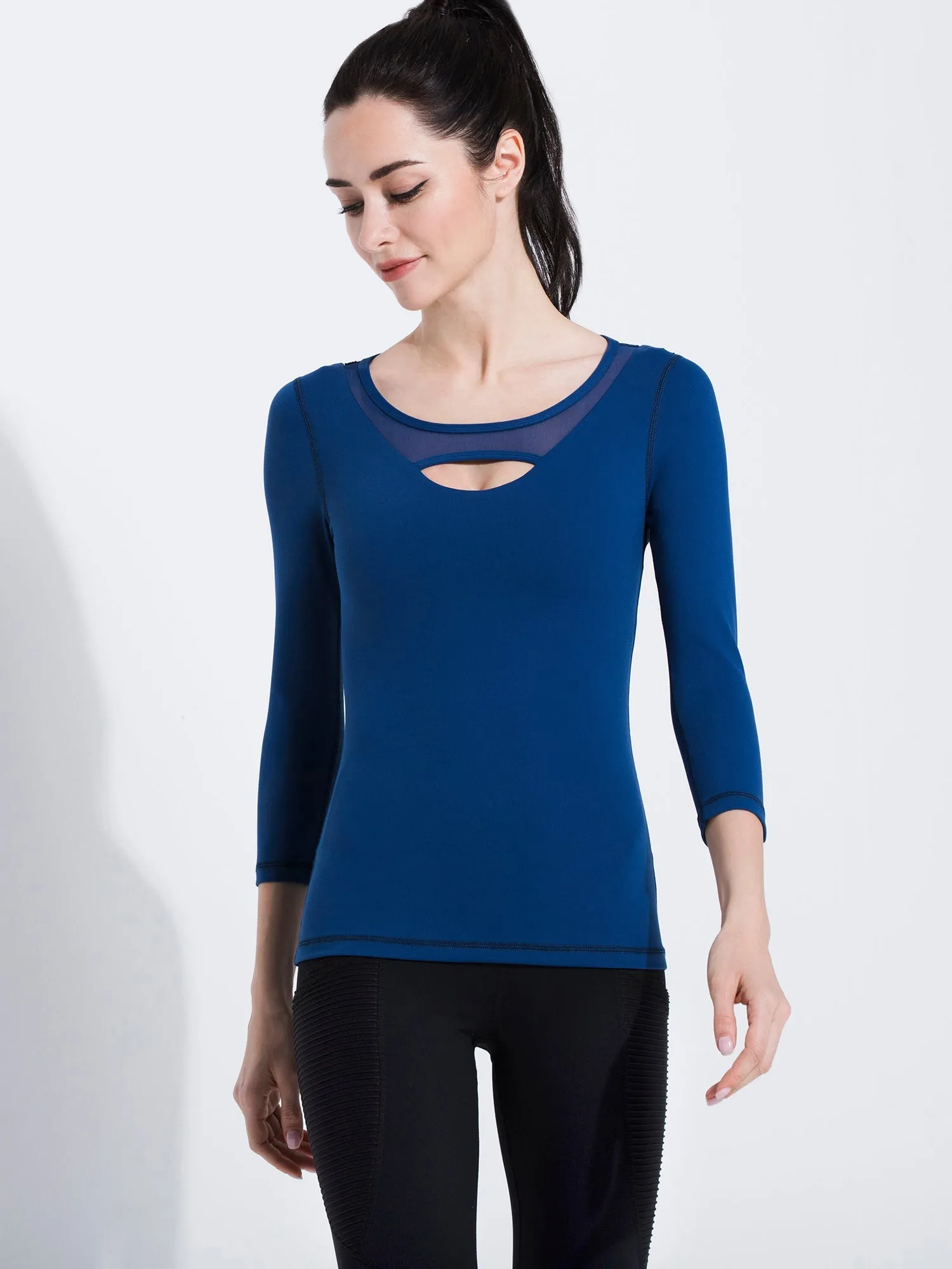 PARALLEL 3/4 SLEEVE TEE, ATLANTIC