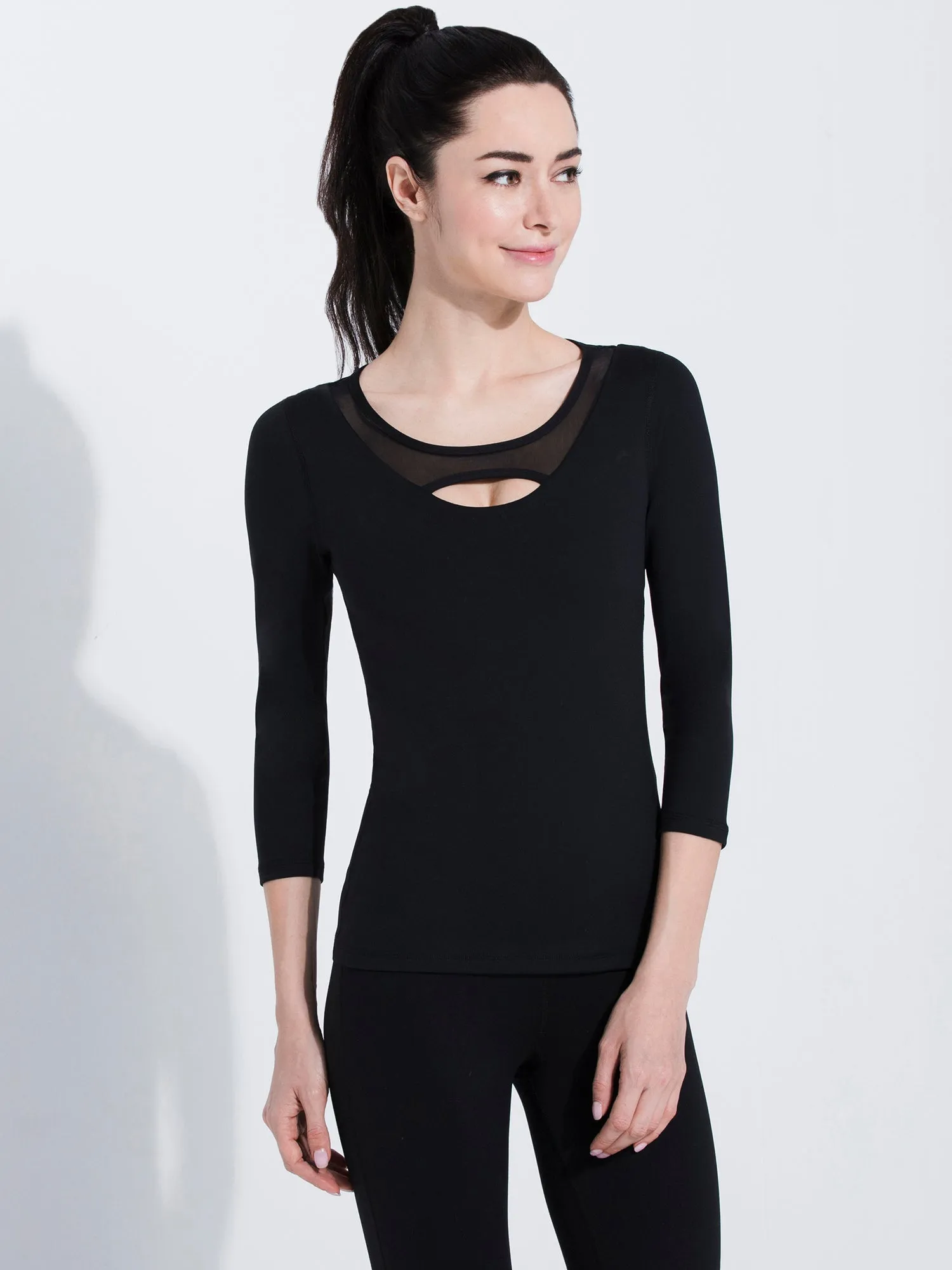 PARALLEL 3/4 SLEEVE TEE, BLACK