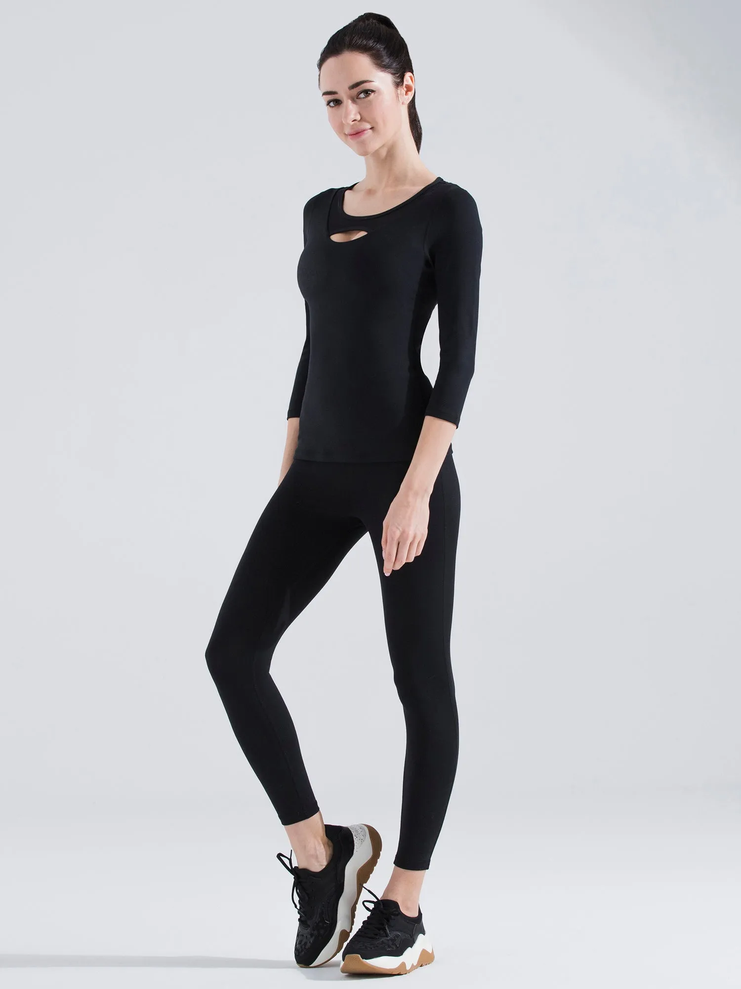 PARALLEL 3/4 SLEEVE TEE, BLACK