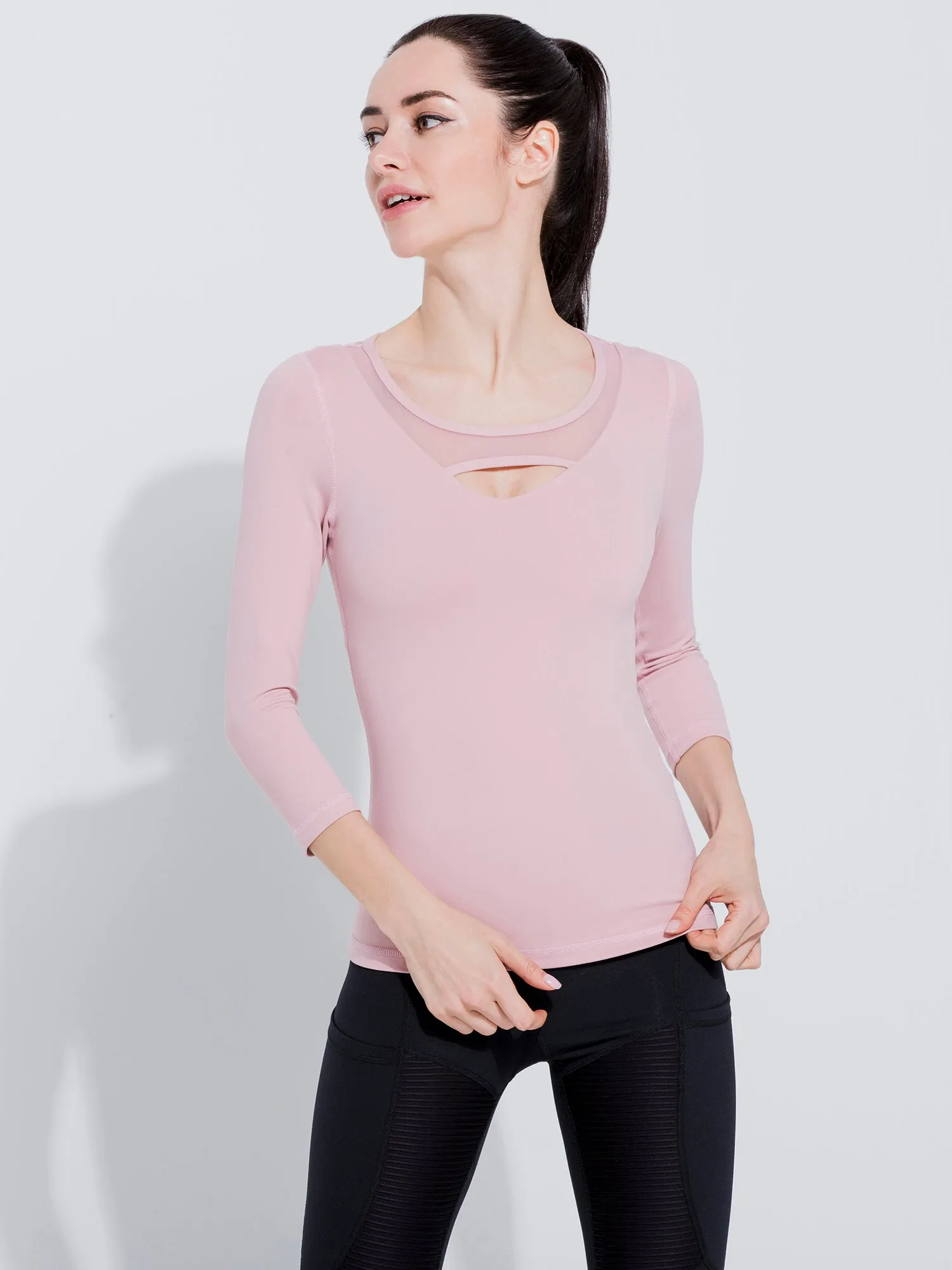 PARALLEL 3/4 SLEEVE TEE, BLUSH