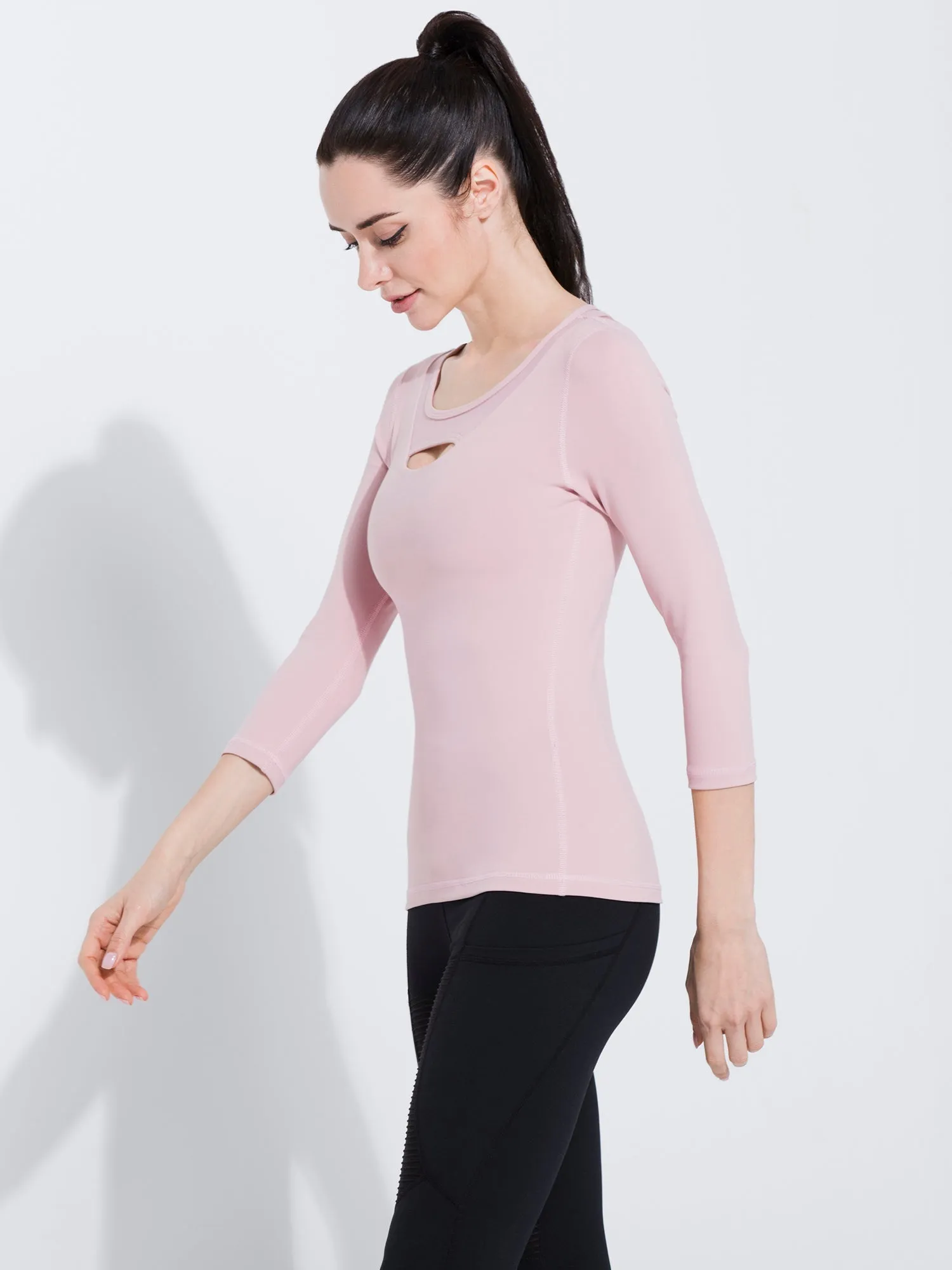 PARALLEL 3/4 SLEEVE TEE, BLUSH