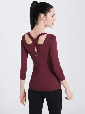 PARALLEL 3/4 SLEEVE TEE, BORDEAUX