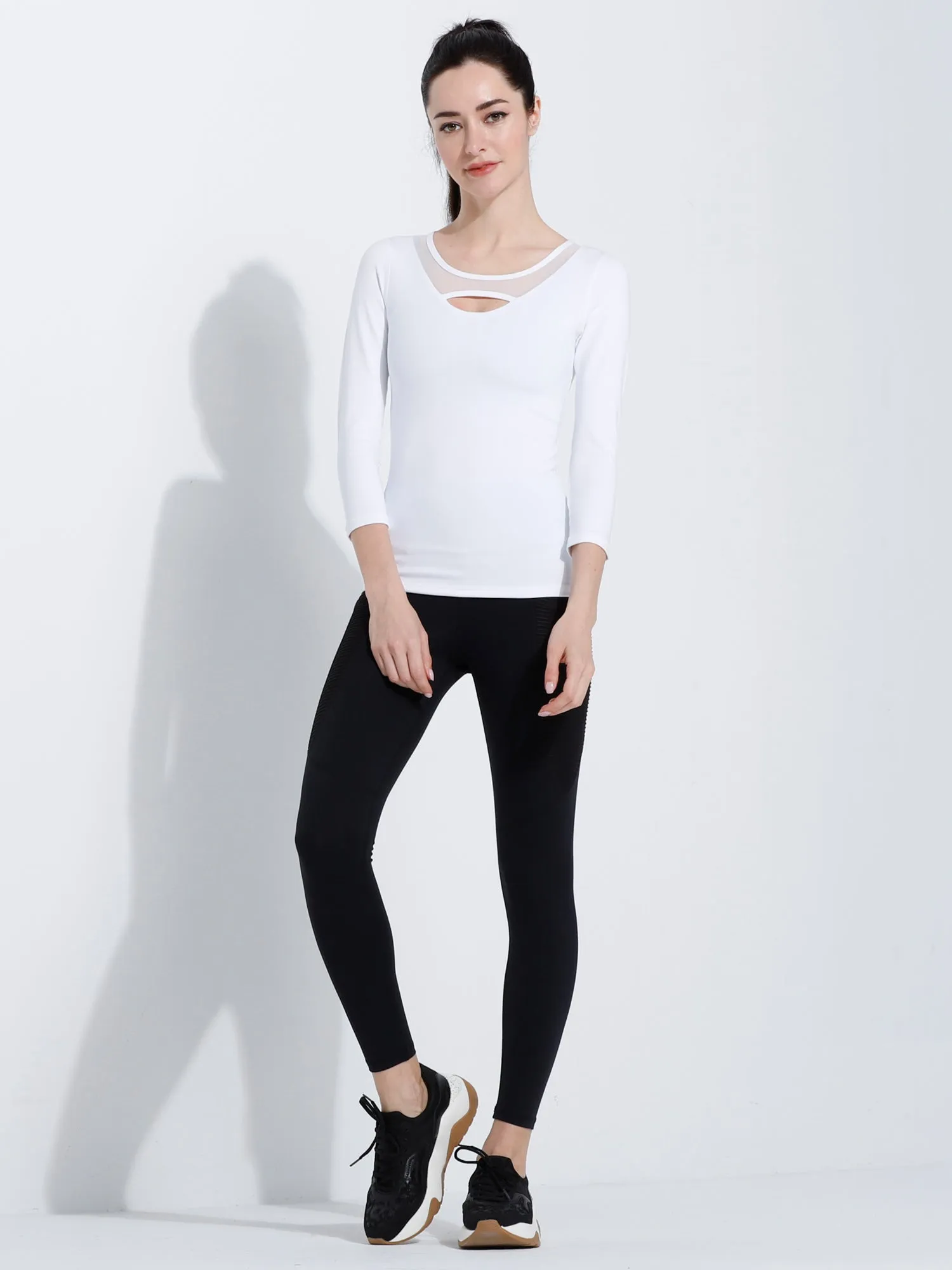 PARALLEL 3/4 SLEEVE TEE, WHITE