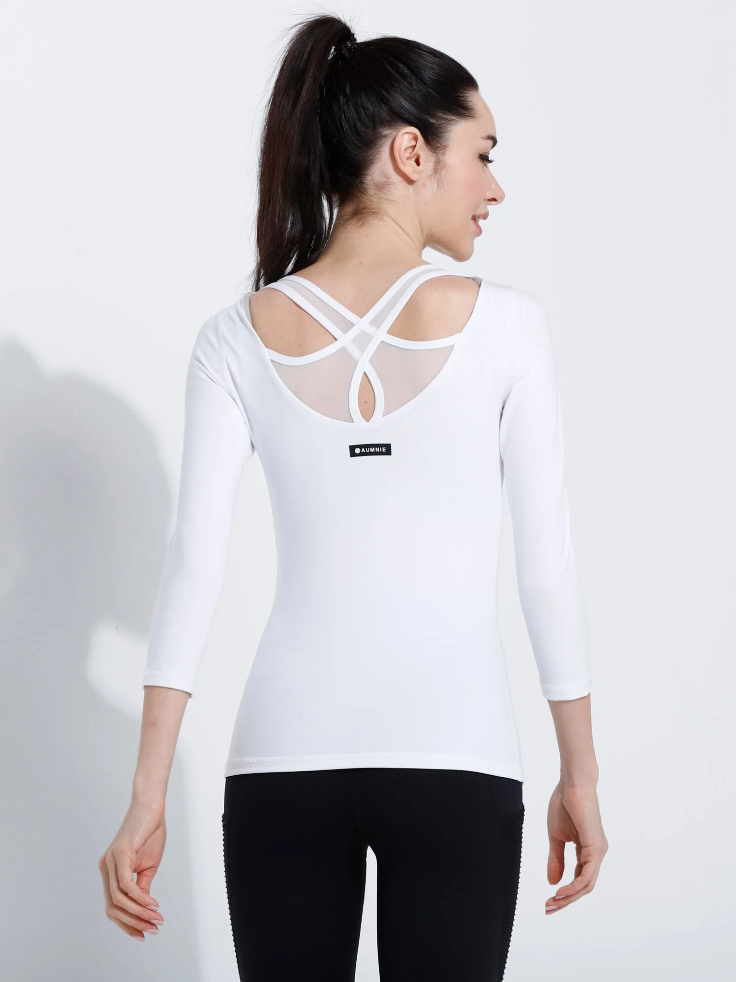 PARALLEL 3/4 SLEEVE TEE, WHITE