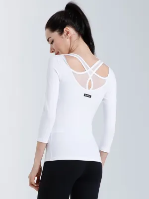 PARALLEL 3/4 SLEEVE TEE, WHITE