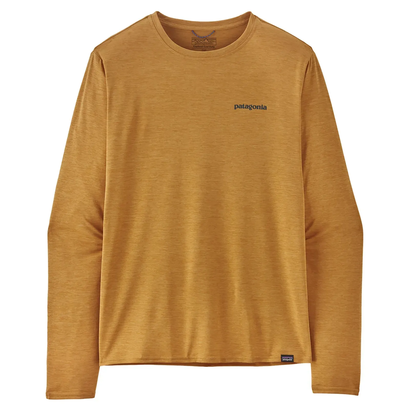 Patagonia Men's Long Sleeved Capilene Cool Daily Graphic Shirt - Waters - Boardshort Logo/Pufferfish Gold X-Dye