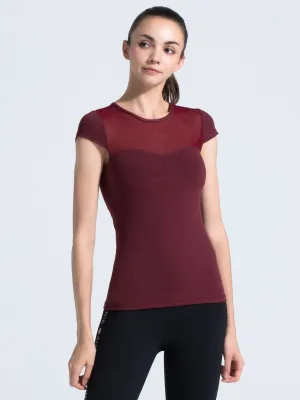 PEARL TEE, BORDEAUX/BORDEAUX MESH