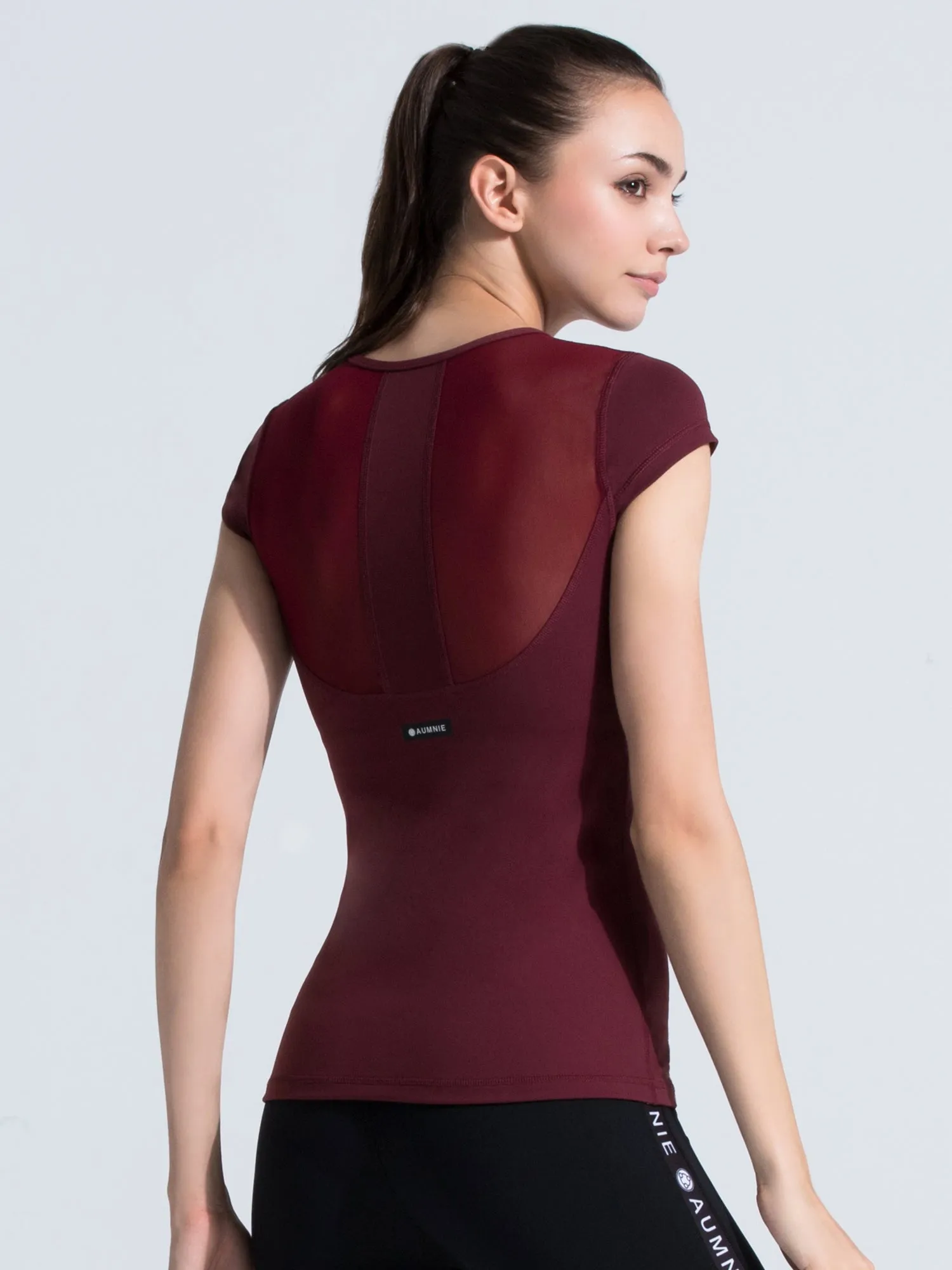 PEARL TEE, BORDEAUX/BORDEAUX MESH