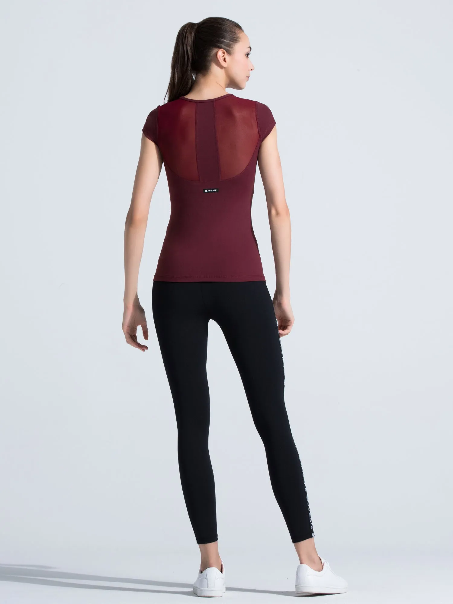 PEARL TEE, BORDEAUX/BORDEAUX MESH