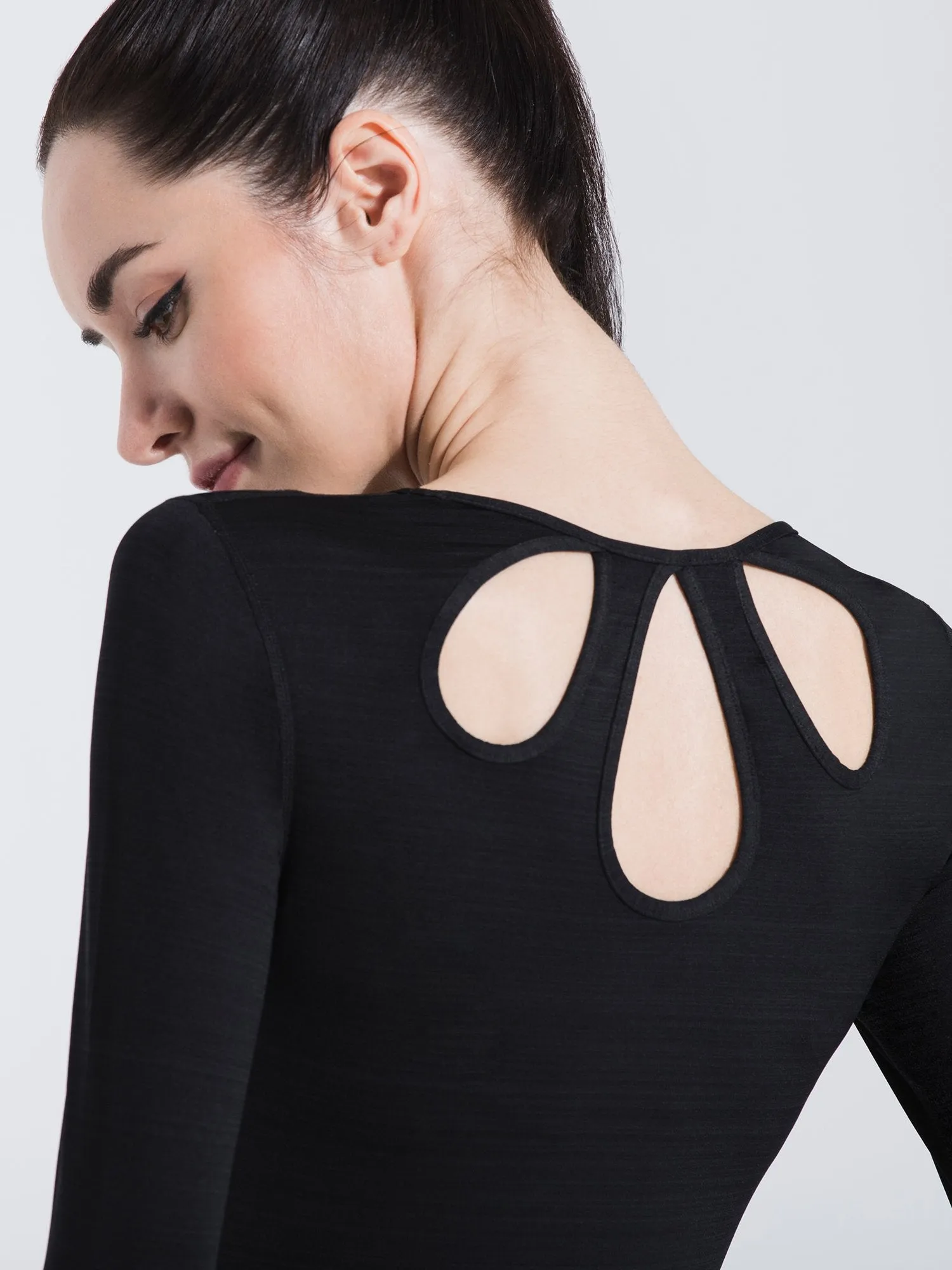 PETAL LONG SLEEVE TEE, BLACK WFX