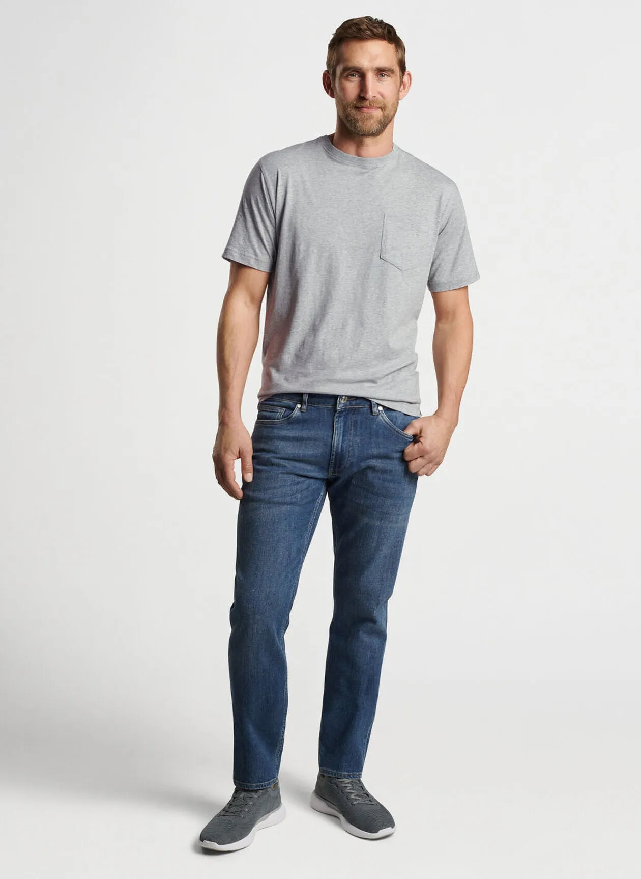 Peter Millar Mens Tailored Fit Vintage Washed Five-Pocket Denim - TRUE BLUE WASH