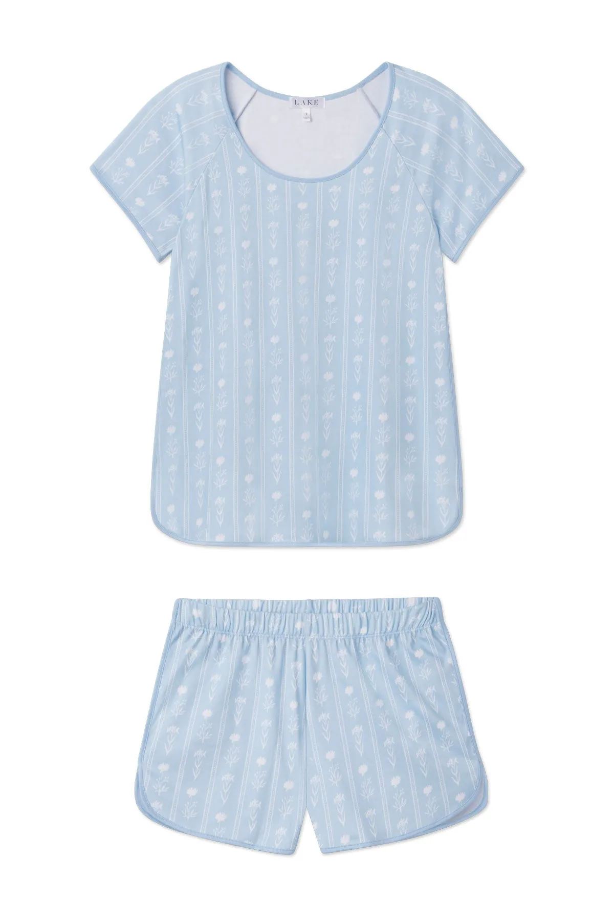 Pima Shorts Set in French Blue Watercolor Stems