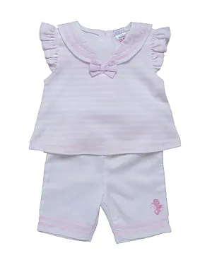 Pink and White Top & Shorts Set