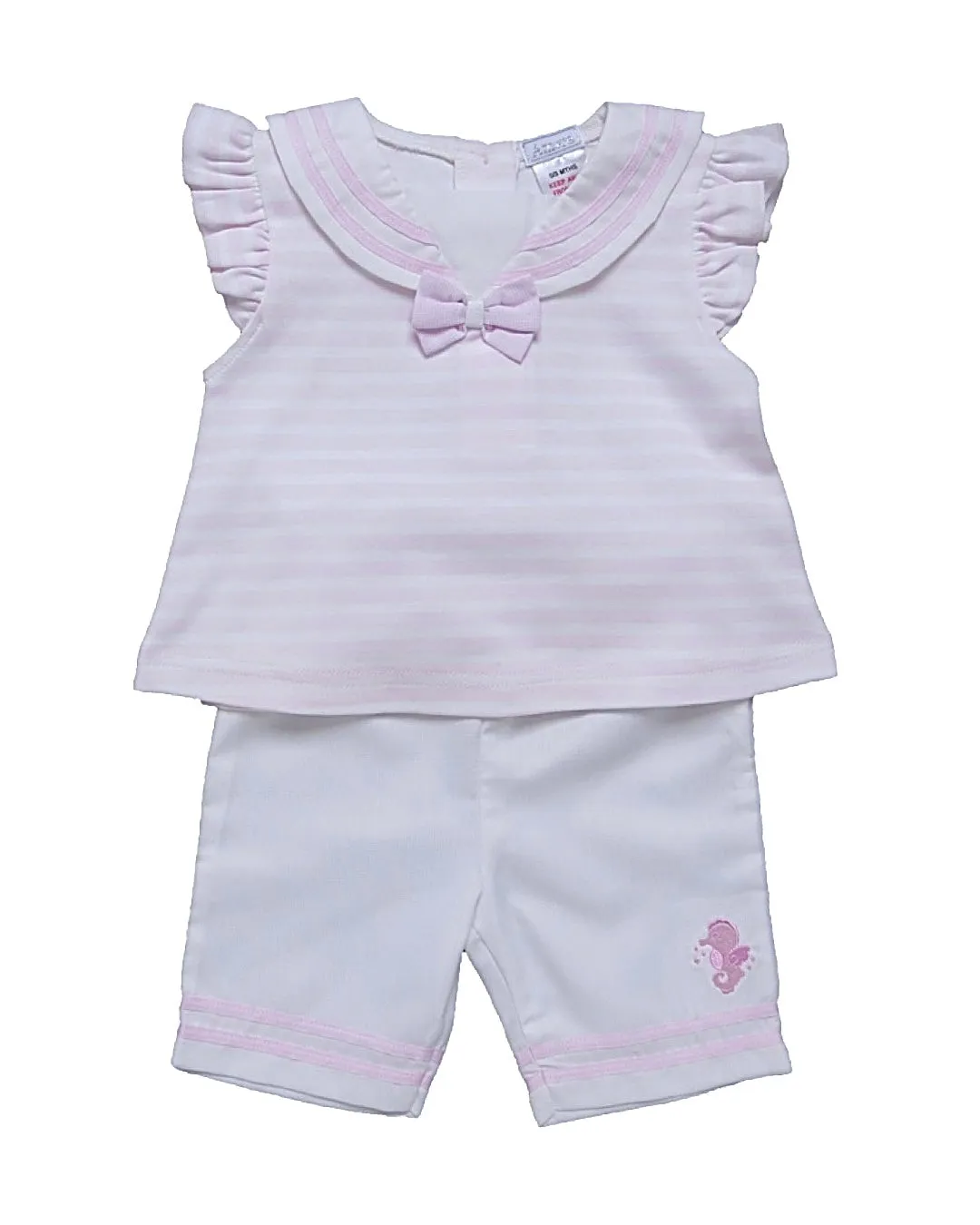 Pink and White Top & Shorts Set