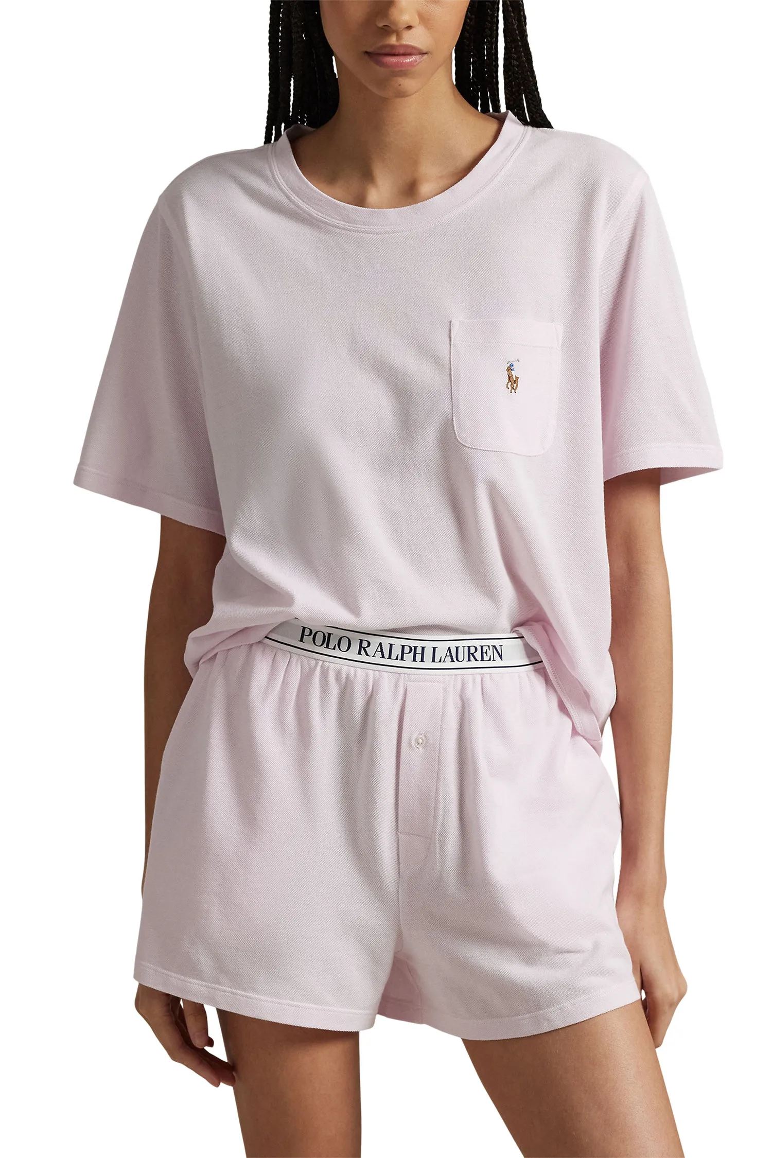 POLO RALPH LAUREN SHORT SLEEVE SHORTS SET- P0205- PINK LADY