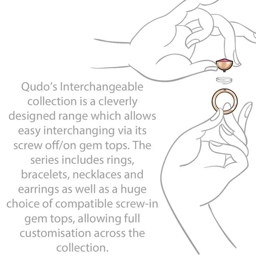 Qudo Tondo Deluxe (dark setting) 13mm Silver Topper - Light Coral