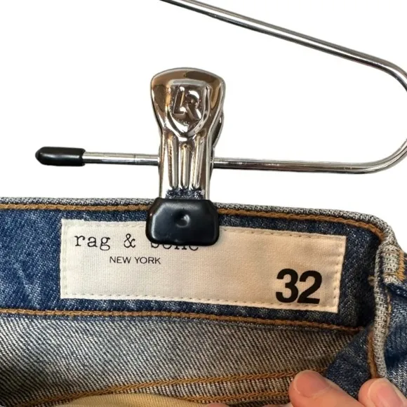 rag &amp; bone Maya High-Rise Distressed Denim Shorts in Rochester 32