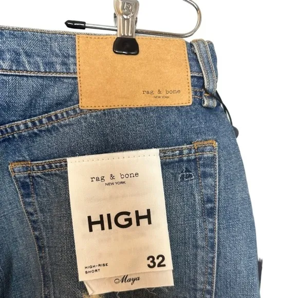 rag &amp; bone Maya High-Rise Distressed Denim Shorts in Rochester 32