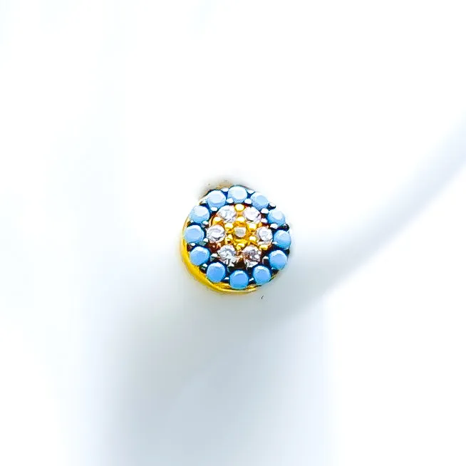 Refined Charming 21k Gold Evil Eye Stone Tops