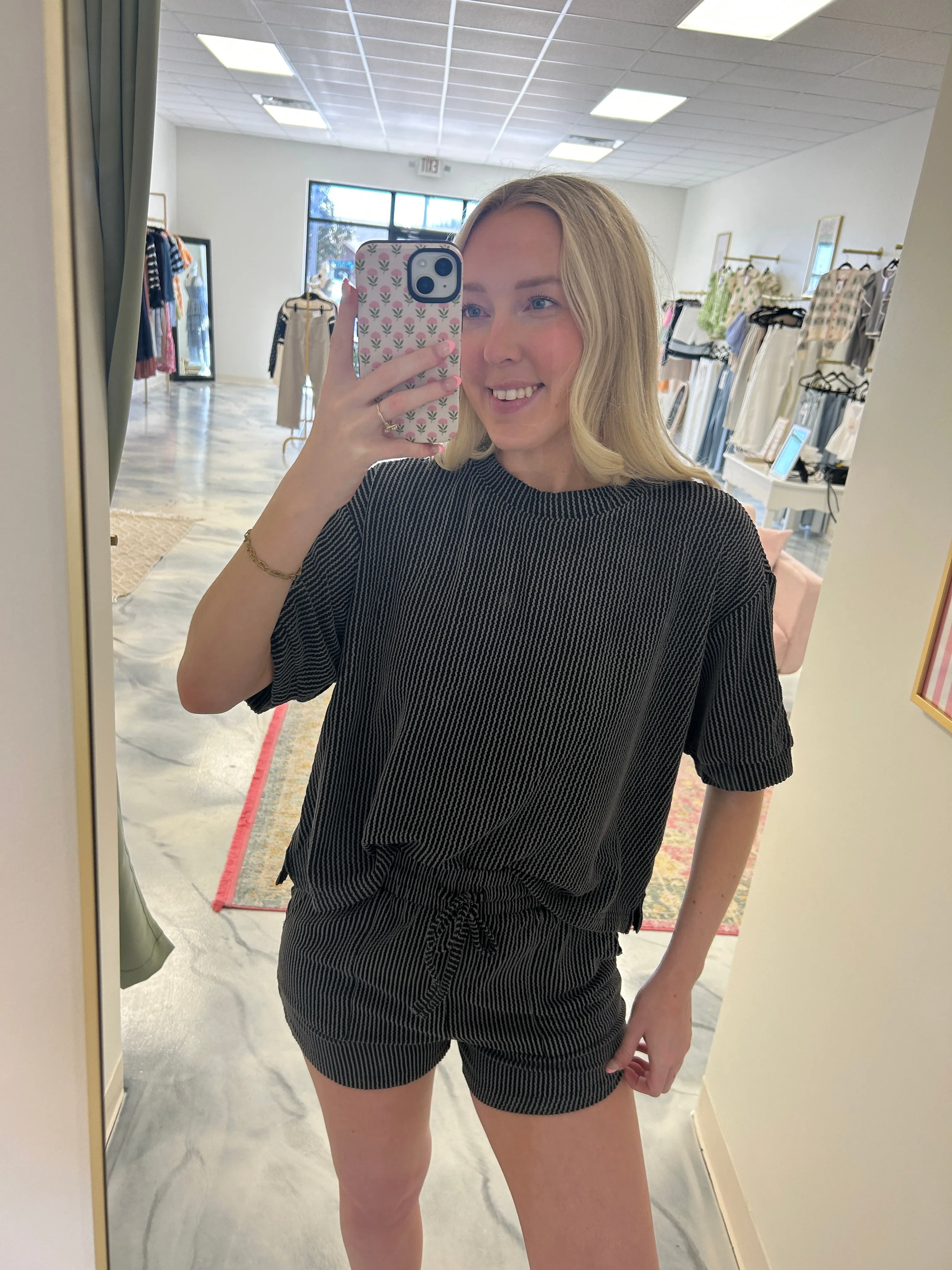 Ribbed Shorts Set — Black
