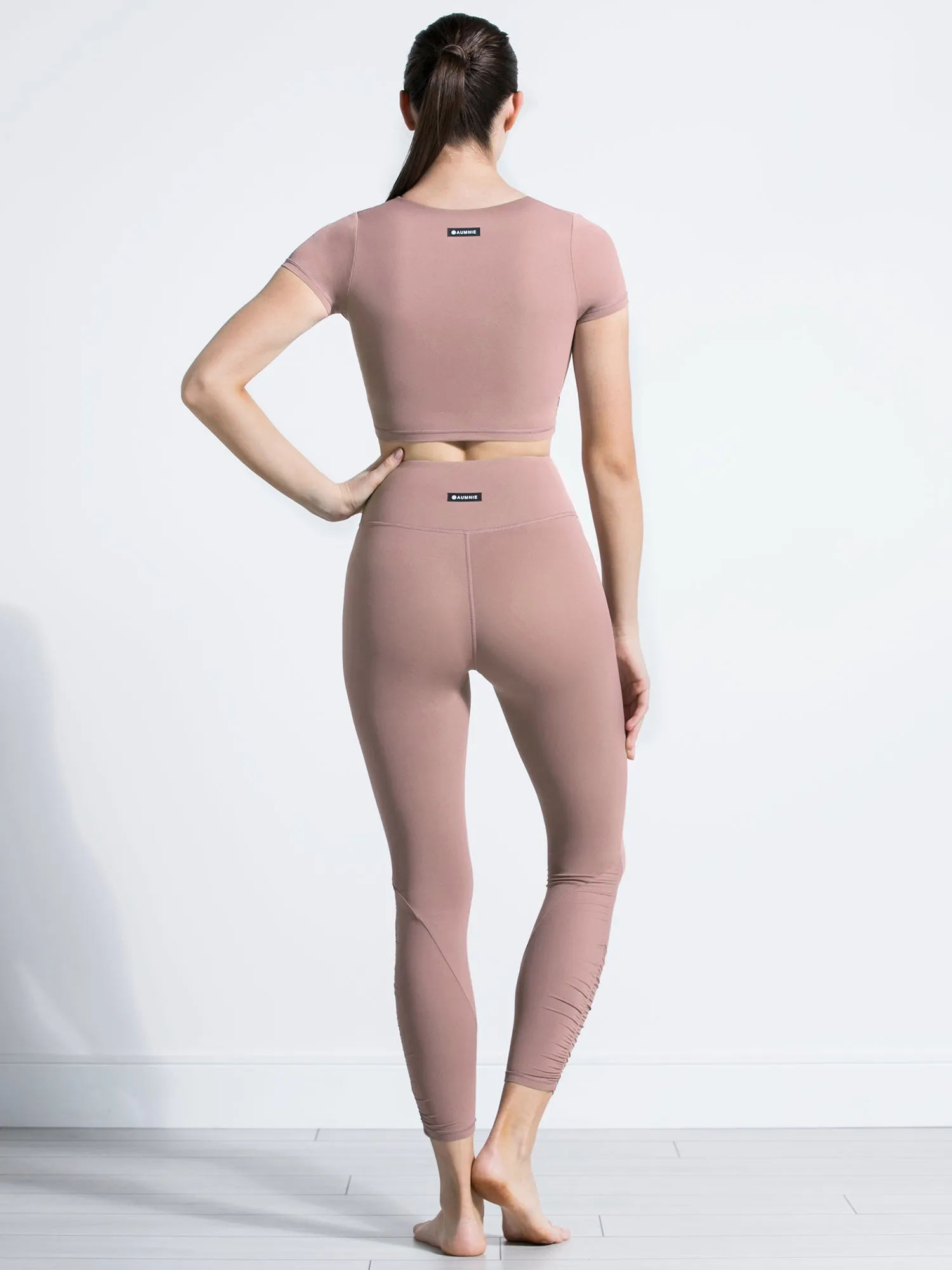 RUCHED NUDE TEE, ASH MAUVE