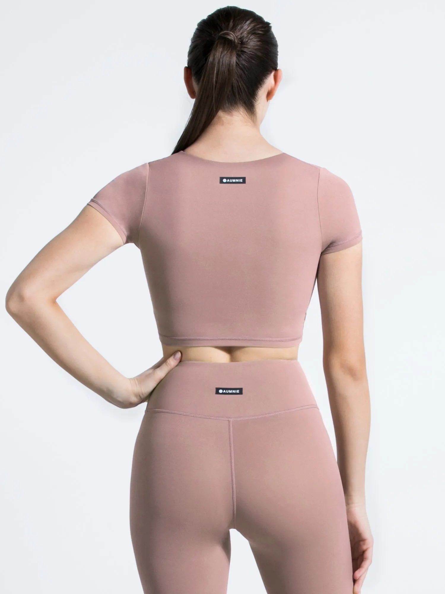 RUCHED NUDE TEE, ASH MAUVE