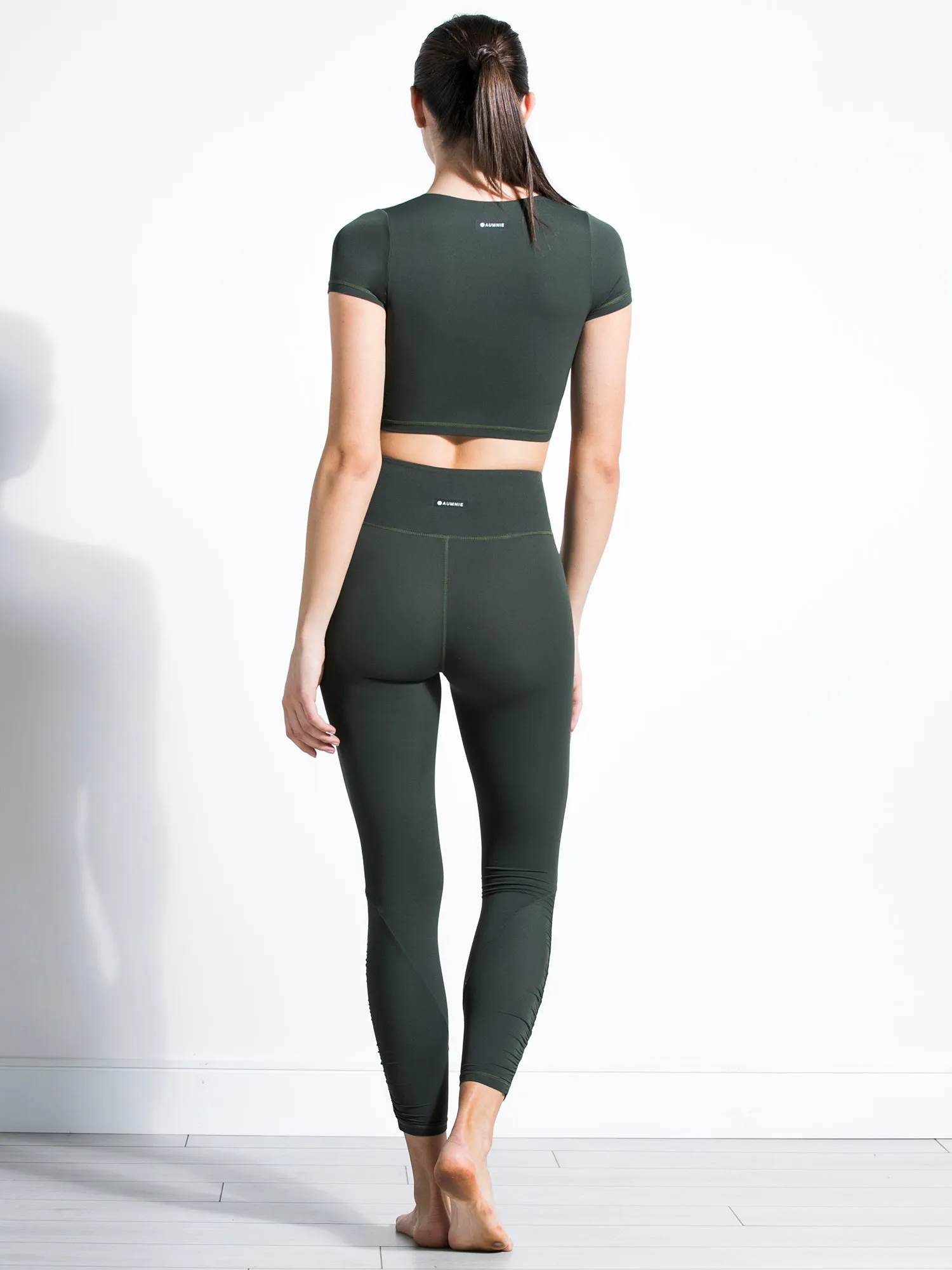 RUCHED NUDE TEE, DEEP FOREST