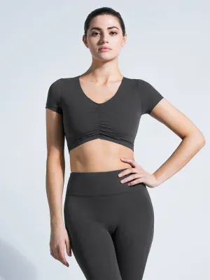 RUCHED NUDE TEE, LIMESTONE