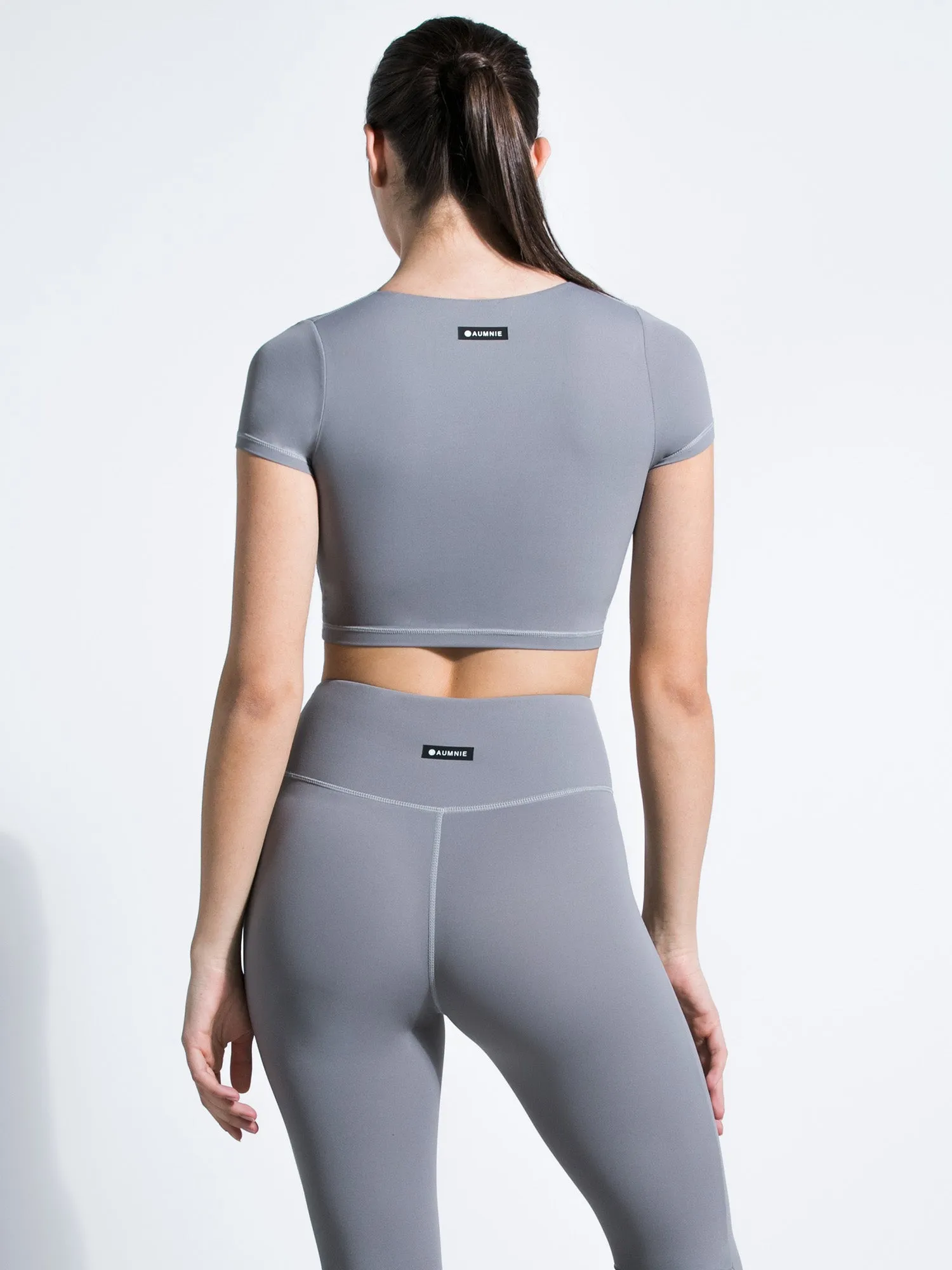 RUCHED NUDE TEE, LUNAR GREY