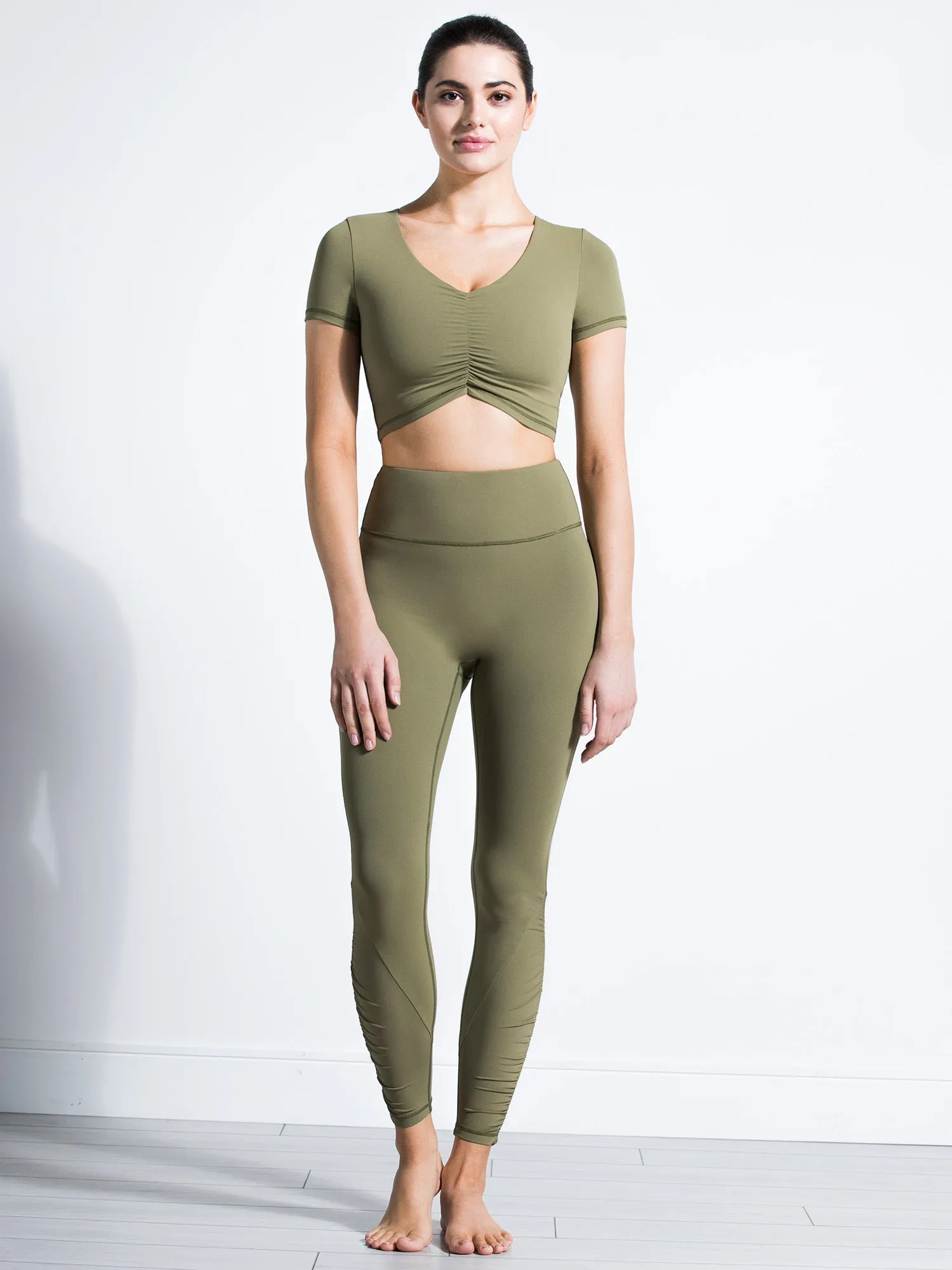 RUCHED NUDE TEE, SAGE